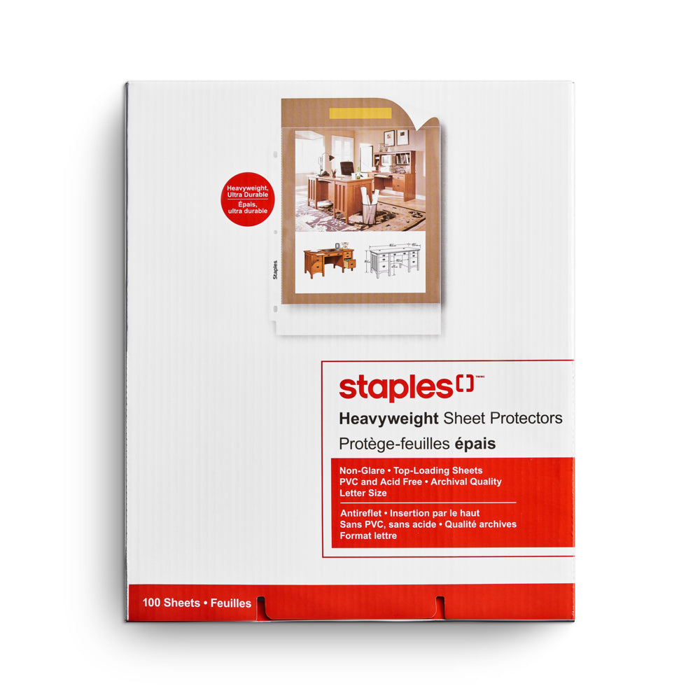Staples Clear Heavyweight Sheet Protectors - Non-Glare - 100-Pack