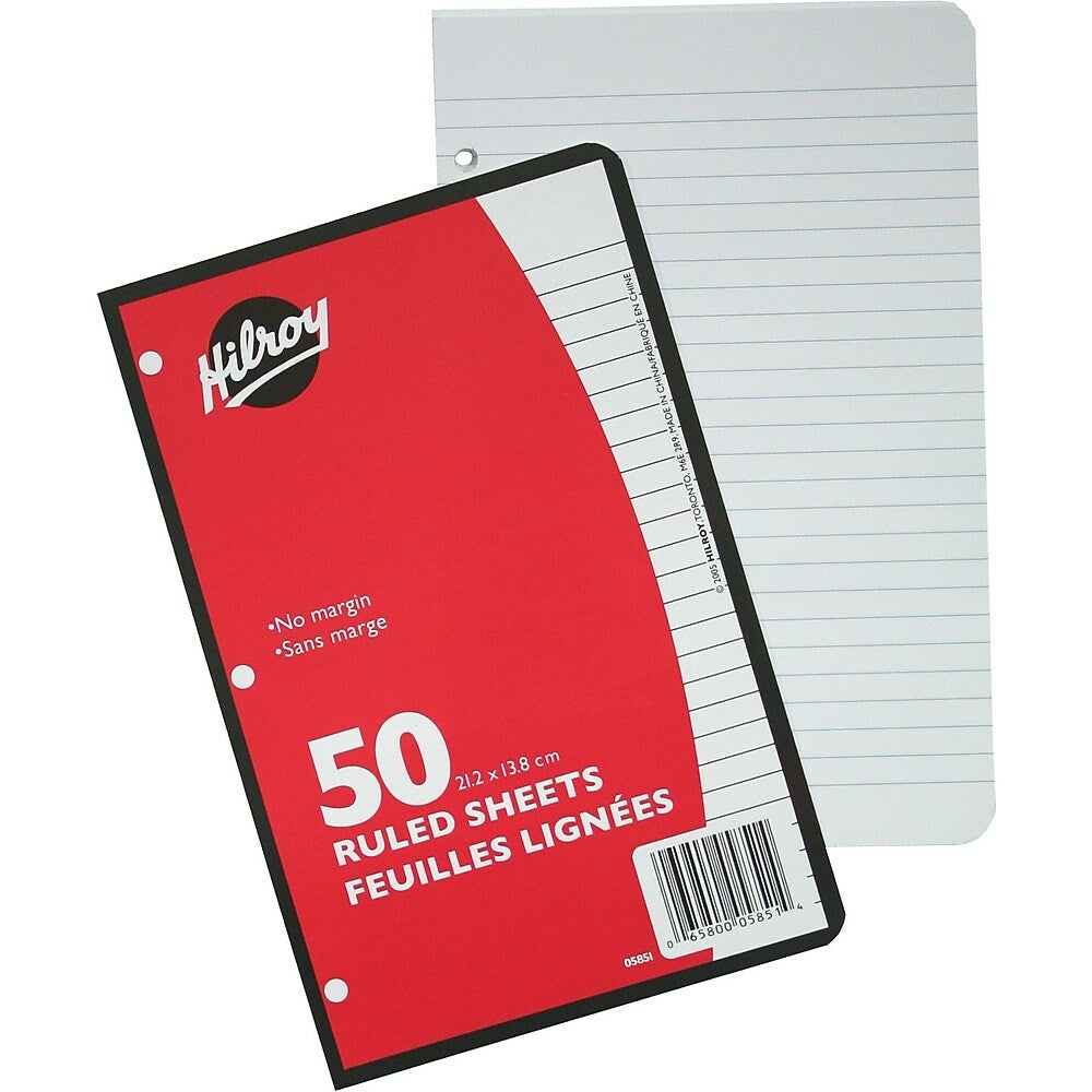 Recharge de papier ligné à 3 trous Hilroy, 50 feuilles, 8 - 3/8" x 5 - 7/16"