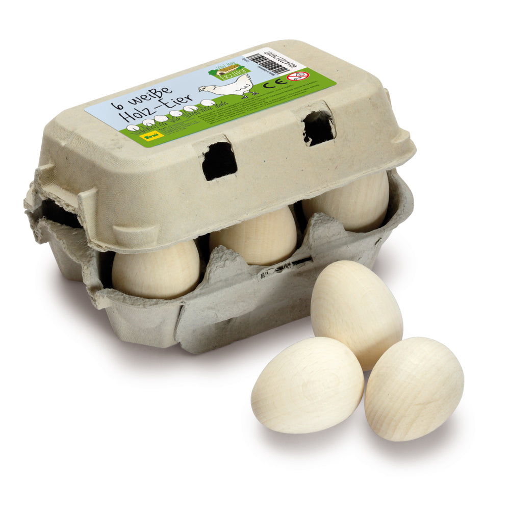 Œufs blancs en bois Erzi - Lot de 6
