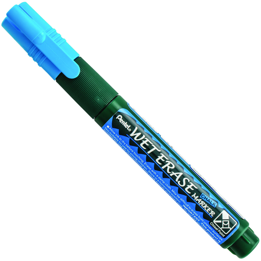 Pentel Arts Wet Erase Chalk Marker - Small Chisel Tip - Blue Ink