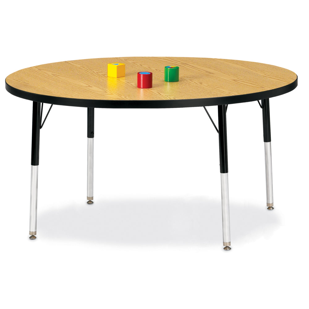 Jonti-Craft Berries Round Activity Table - 48" Diameter - 24-31"H - Oak/Black