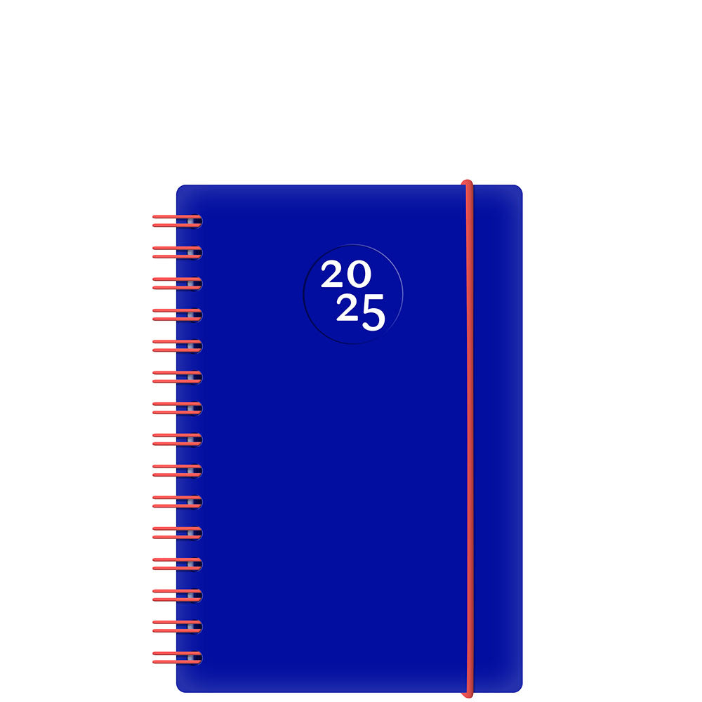 W. Maxwell 2025 Euro Daily Planner - 5.25" x 8" - Blue - Bilingual