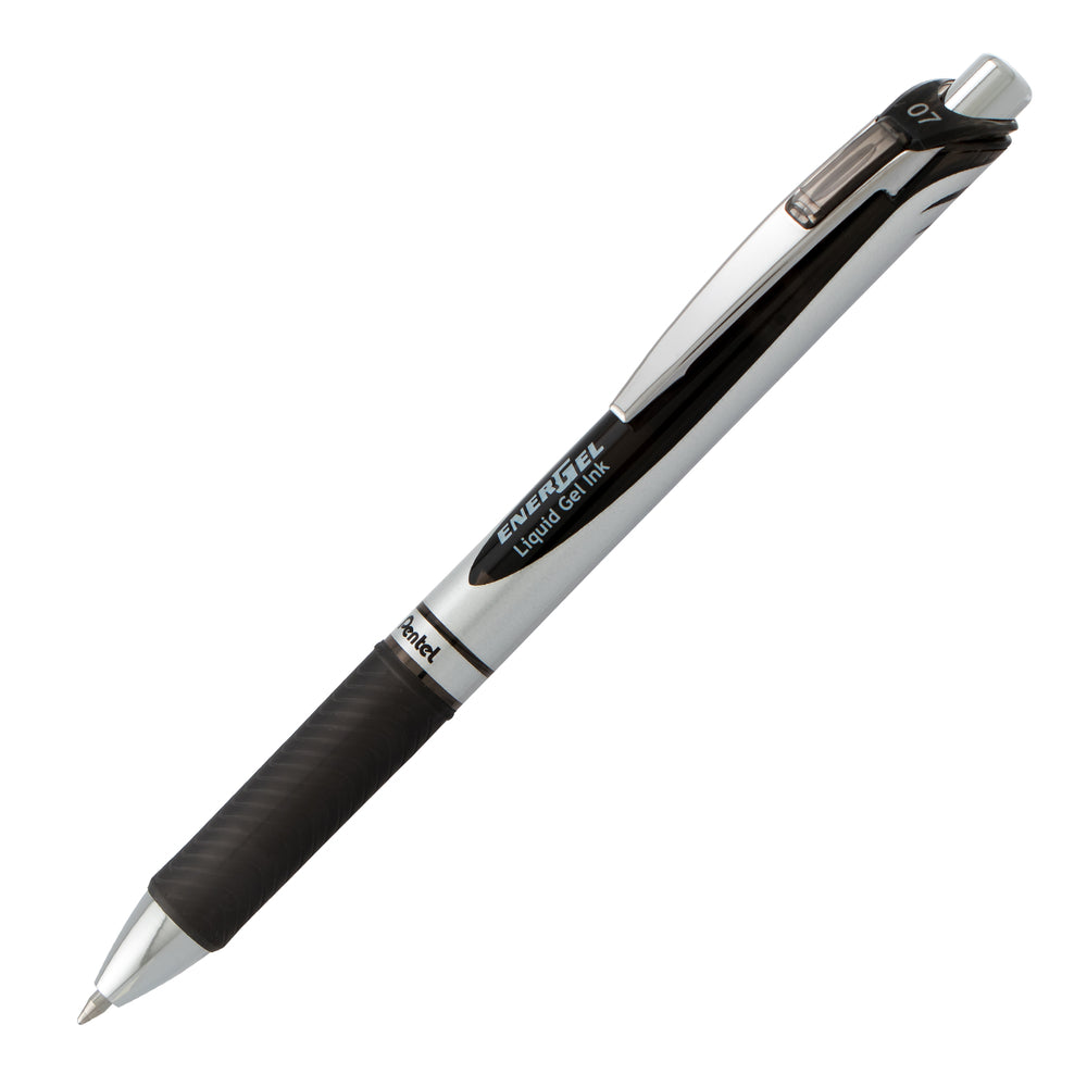 Stylo roller rétractable à encre gel liquide Pentel EnerGel - Pointe moyenne - 0,7 mm - Noir