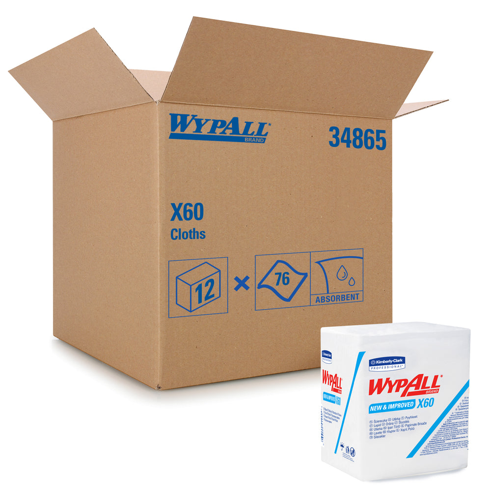 WypAll X60 Cloths - 12 Packs of 76 Wipers
