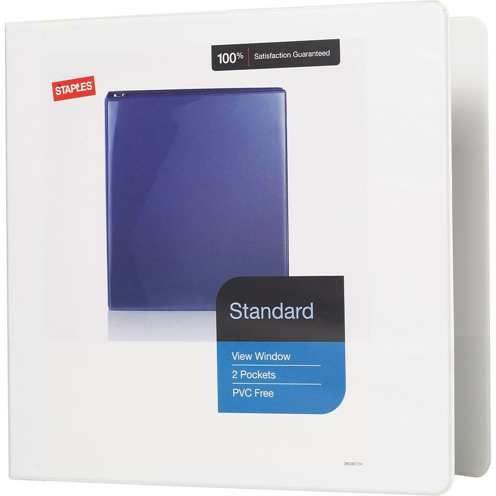 Staples Standard View Binder with D-Rings - 3" - White