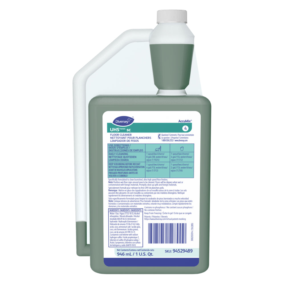 Nettoyant pour sols Diversey UHS SC - 946 ml - Lot de 6
