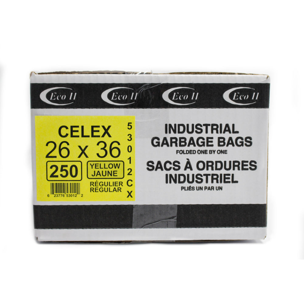 Eco II Garbage Bags - 26" x 36" - Regular - Yellow - 250 Pack