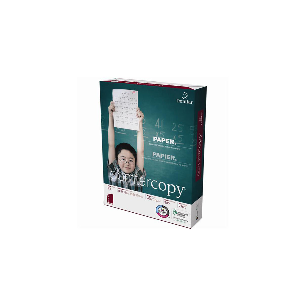 Domtar Copy Paper, 3-Hole, Letter Size, 92 Bright, 20 lb., 8 1/2" x 11", 500/Pack