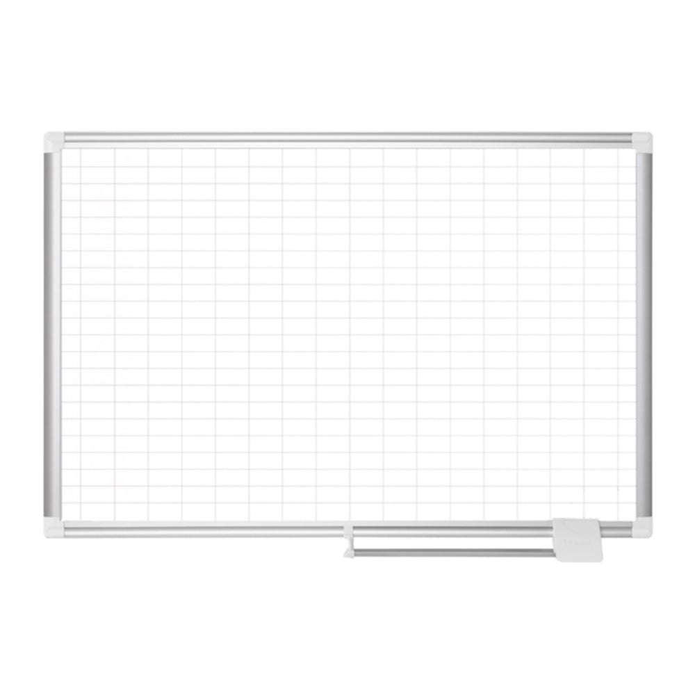 Tableau de planification magnétique effaçable à sec MasterVision en acier - Grille 1" x 2" - Cadre en aluminium - 36" x 48"