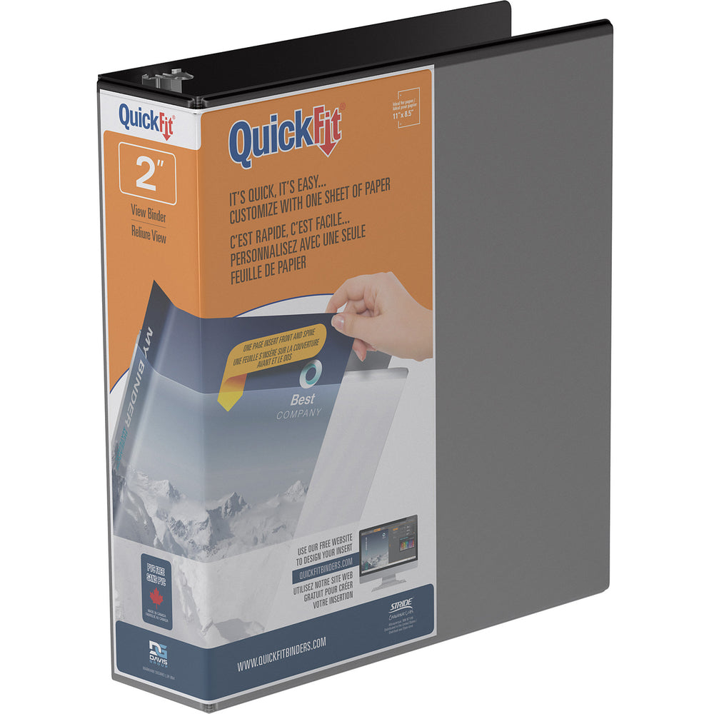 Classeur à anneaux en D Davis Group QuickFit - 2" - Noir