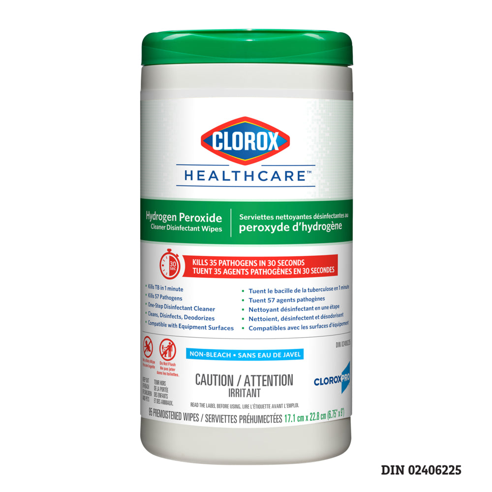 Lingettes désinfectantes au peroxyde d'hydrogène Clorox Healthcare, paquet de 95 (CL01456)