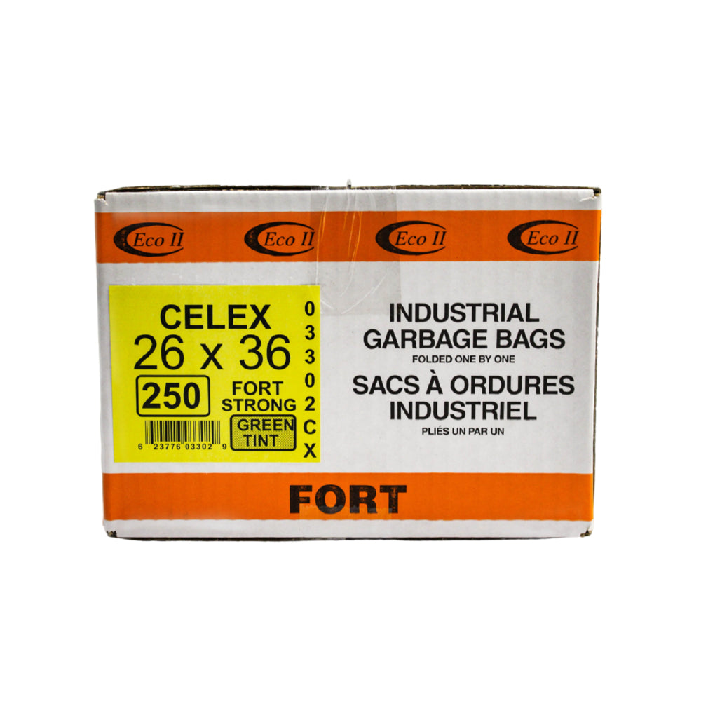 Eco II Garbage Bags - 26" x 36" - Extra Strong -Green Tint - 250 Pack