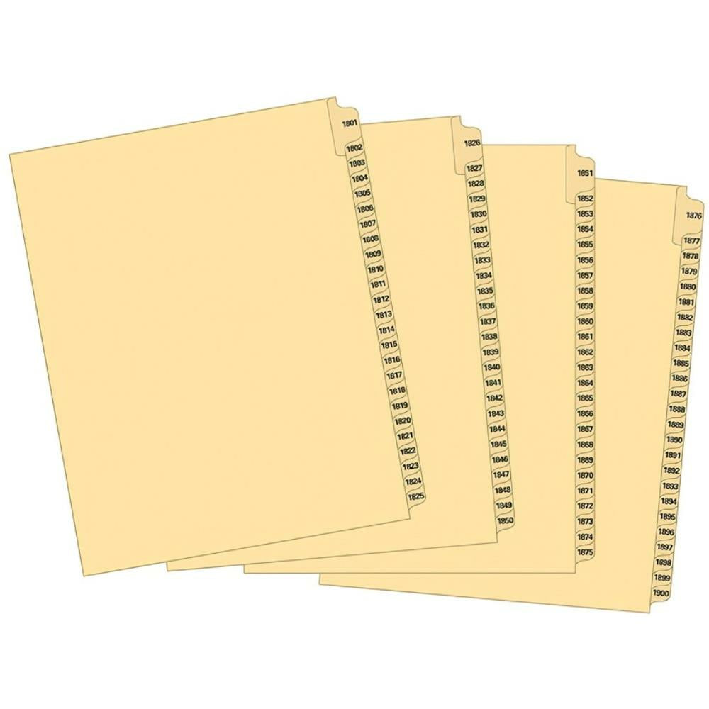 Supreme Litigation Tabs 25th Cut Numeric Set 11" Buff #1801-1900