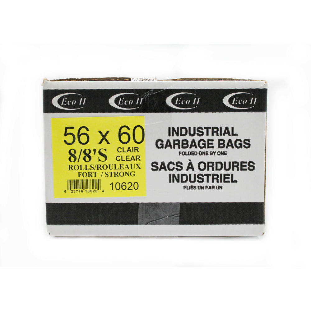 ECO II Garbage Bags - Strong - 56" l x 60" L - Clear - In Roll - 64 Pack