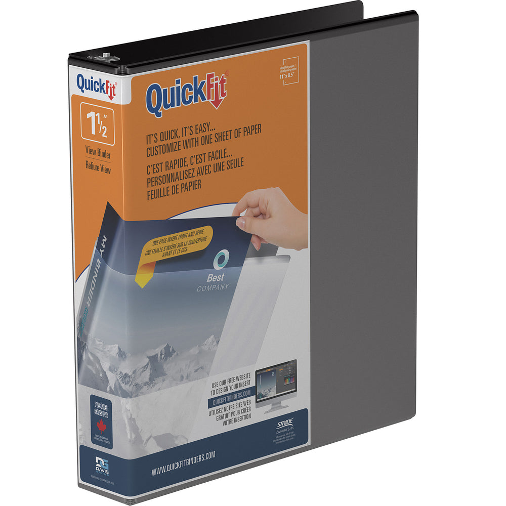 Classeur à anneaux en D Davis Group QuickFit - 1 1/2" - Noir