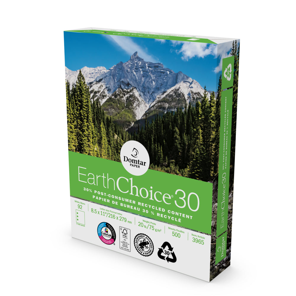 Papier à copier perforé 3 trous recyclé Earth's Choice 30 - 8,5" L x 11" H - 500 feuilles