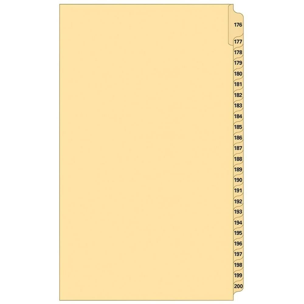 Supreme Litigation Tabs 25th Cut Numeric Set 14" Buff #176-200