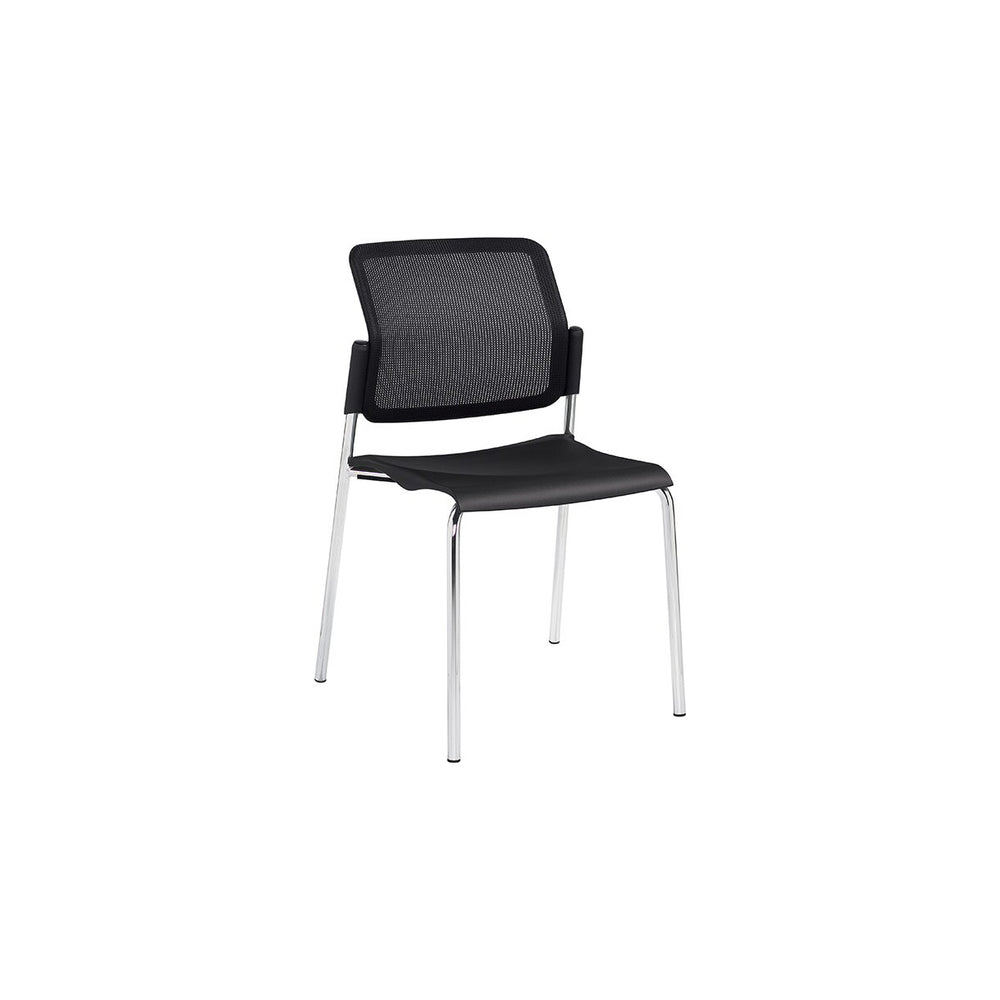 Global Sonic Armless Mesh Back Stacking Chair - Asphalt Night