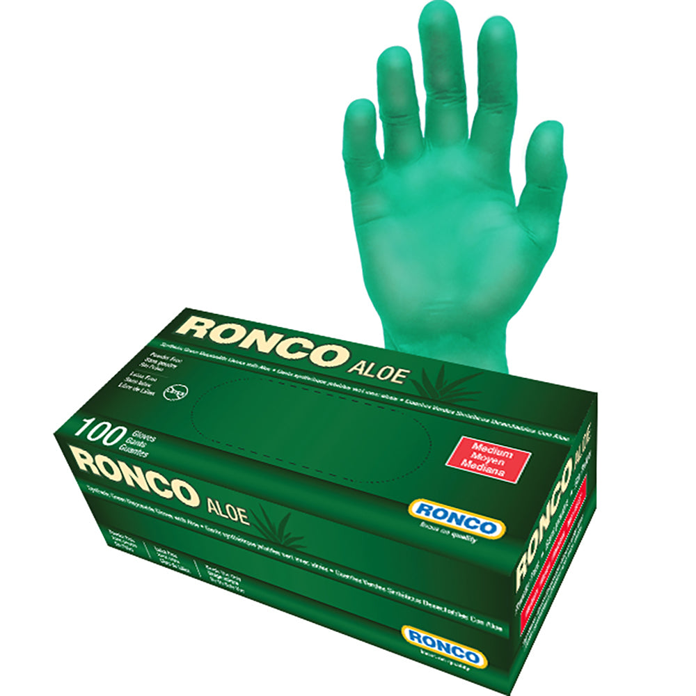 Gants synthétiques Ronco Aloe Vera - Vert - Taille M - Paquet de 100