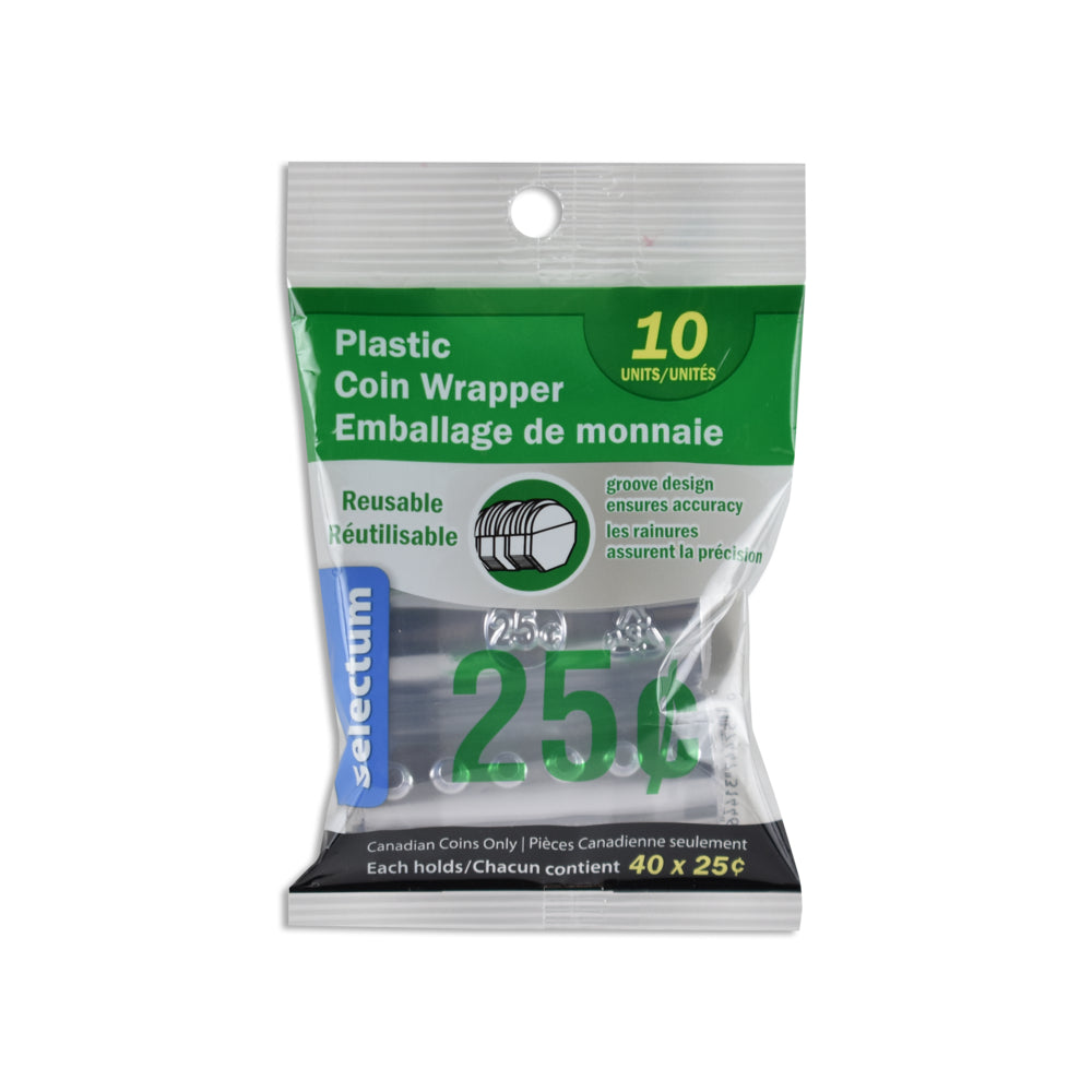 Selectum Plastic $0.25 Coin Rollers - 10 Pack