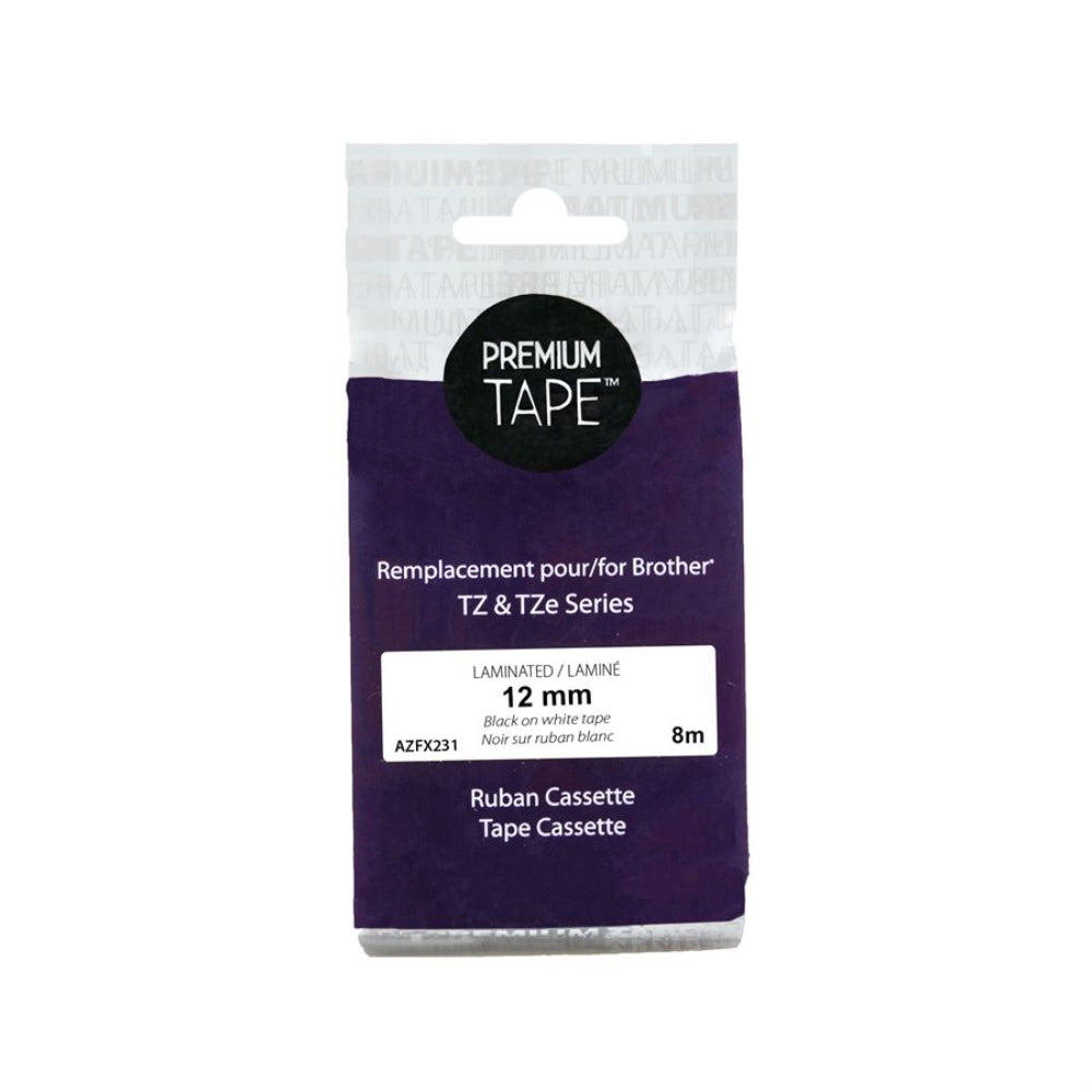 Nutone Premium Tapes Compatible with Brother TZEFX231, TZE-FX231, TZFX231, TZ-FX231 - Flexible - Black / White - 12 mm