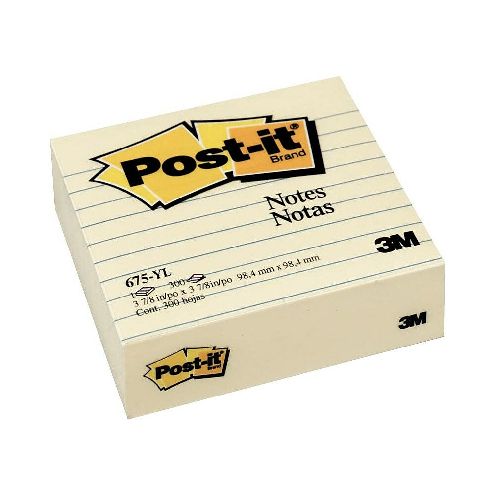 Notes Post-it, 10 x 10 cm, jaune canari, lignées