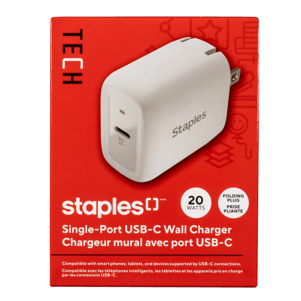 Staples Wall Charger - 20W - White