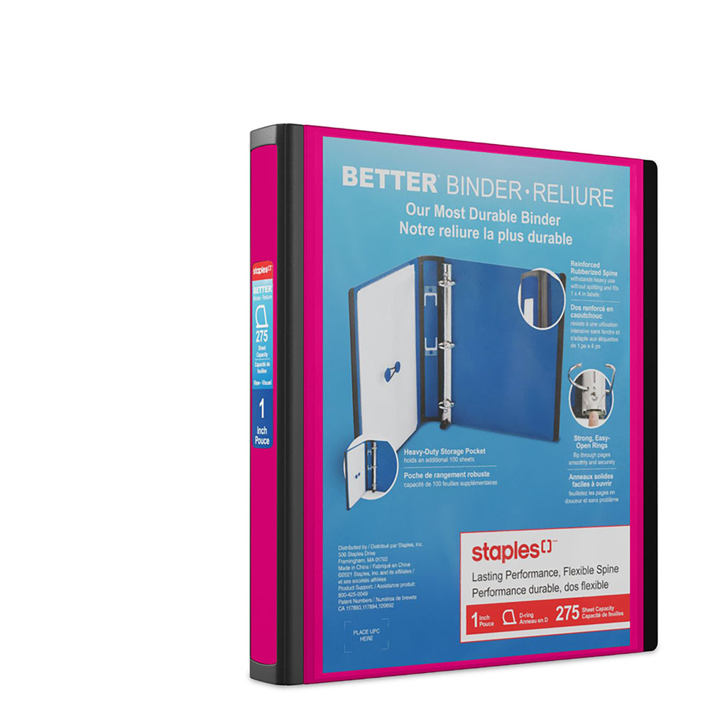 Classeur Staples Better Binder - 1" - Rose