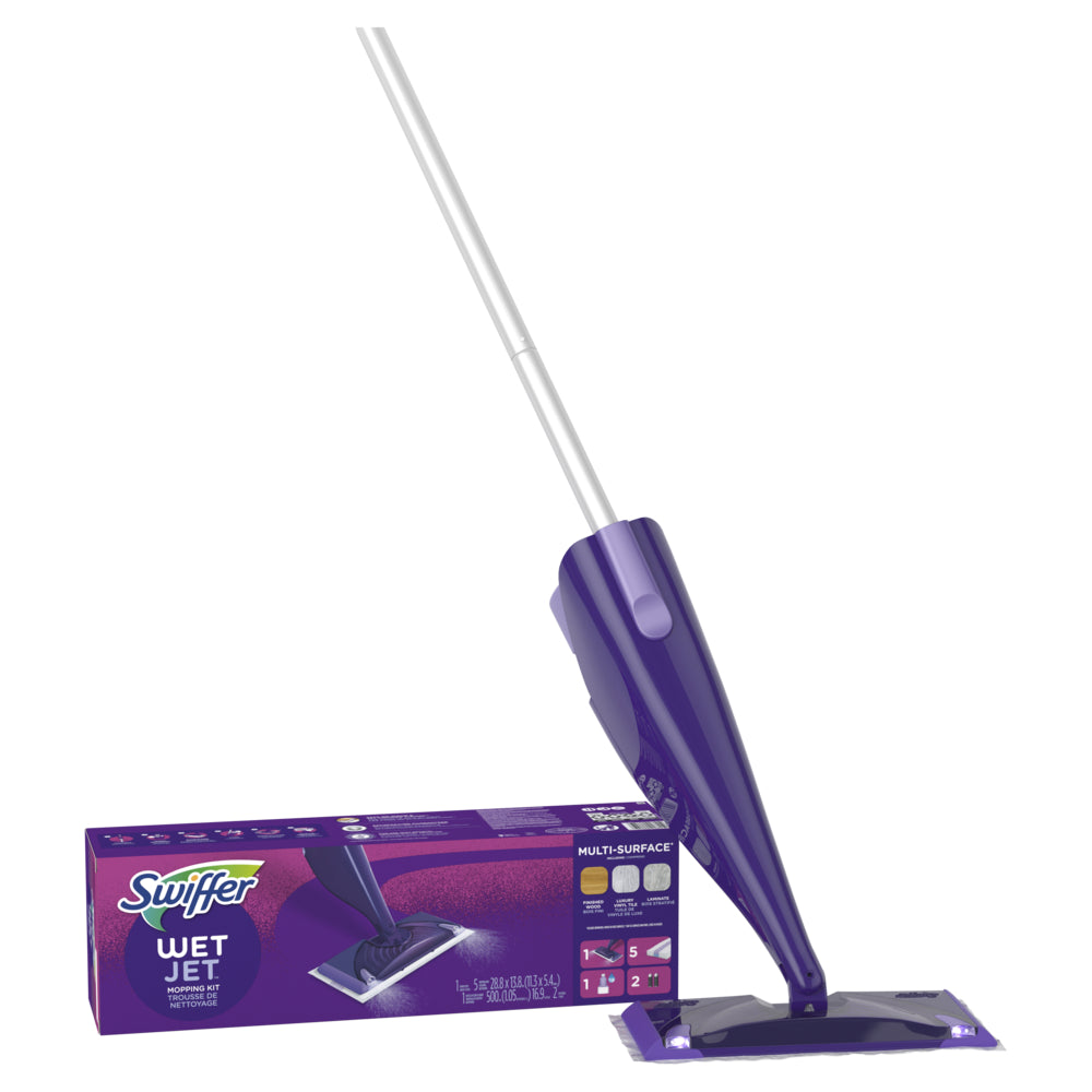 Kit de démarrage pour balai vaporisateur Swiffer WetJet pour parquet