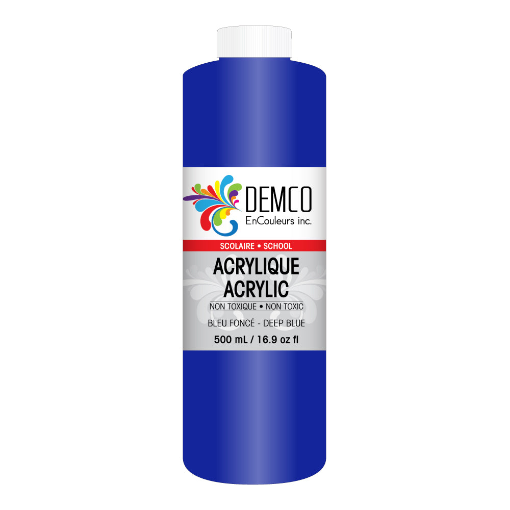 Peinture acrylique scolaire DEMCO EnCouleurs Inc. - 500 ml - Bleu profond