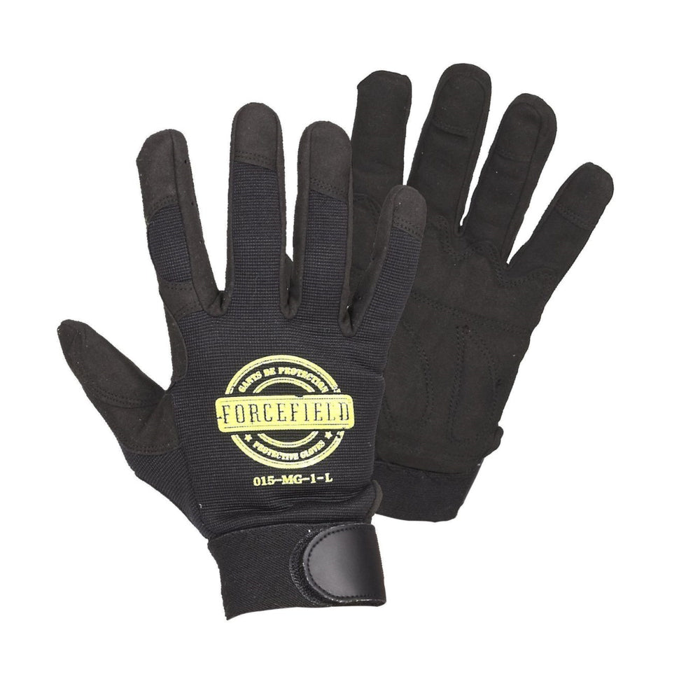 Forcefield Mechanic's Glove With Padded Palm - Medium - Black - 2 Pack