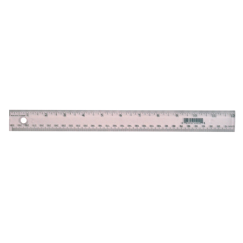 Westcott 12" Plastic Ruler - Clear