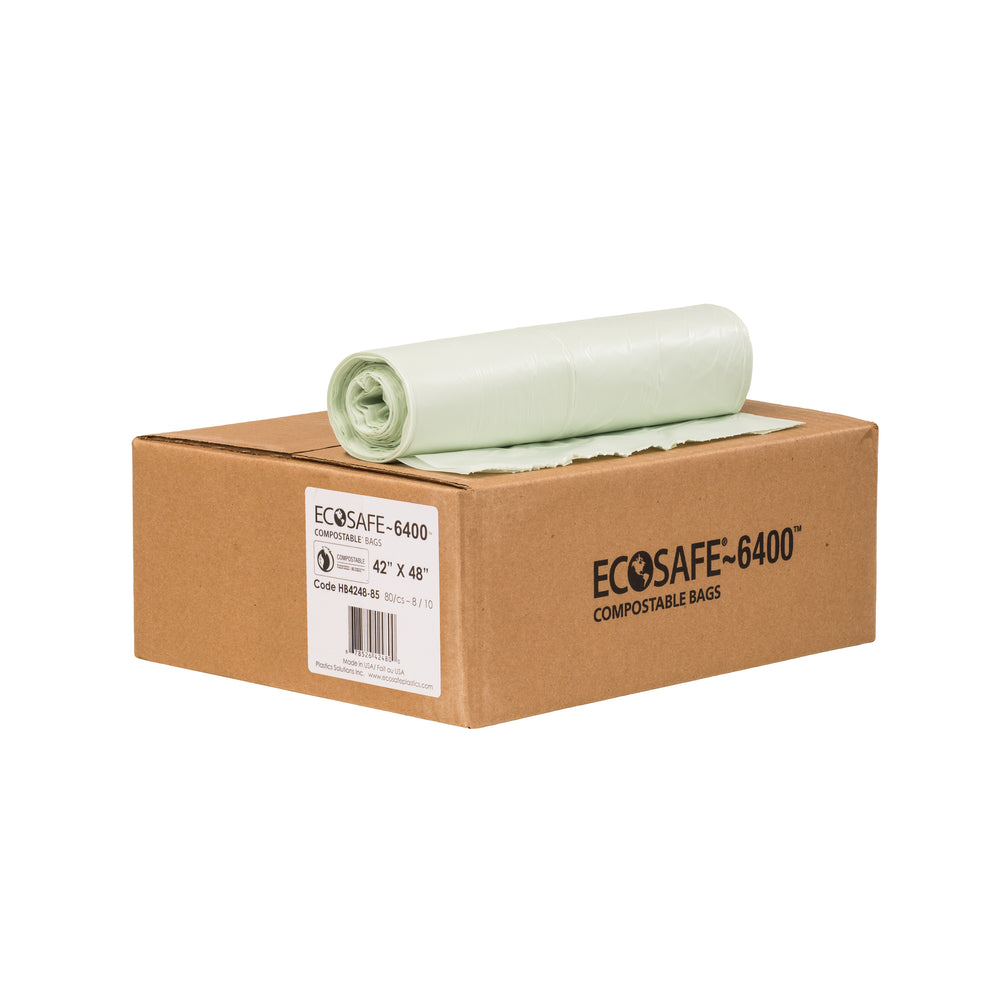 Sacs compostables EcoSafe 6400 - 42" x 48" - Paquet de 80