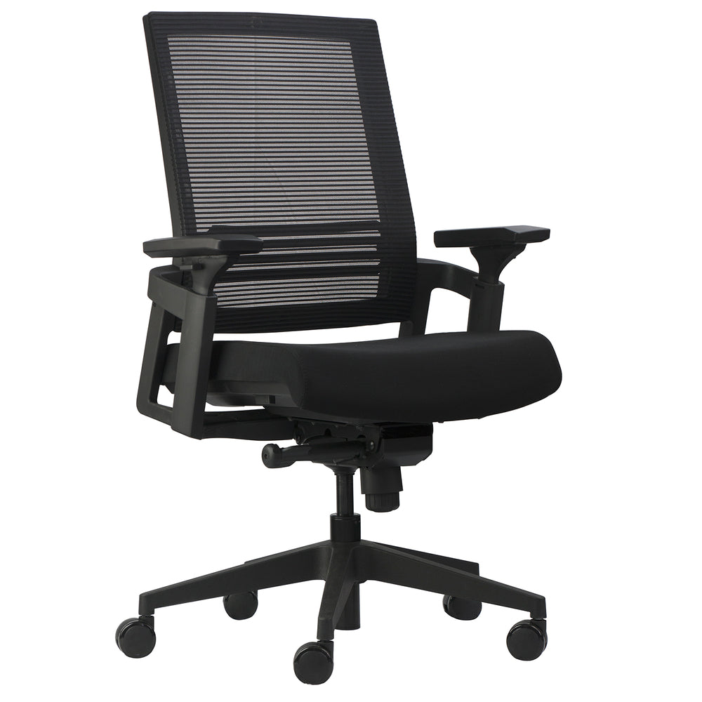 Fauteuil inclinable syncro Horizon Activ Series à dossier moyen en maille avec accoudoirs réglables - Noir