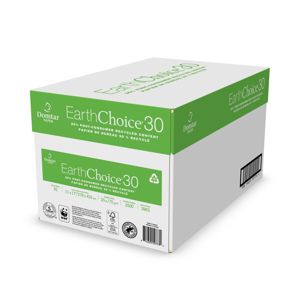 Domtar EarthChoice 30 Recycled Office Paper - 20 lbs - 11" x 17" - 5 Reams/Case