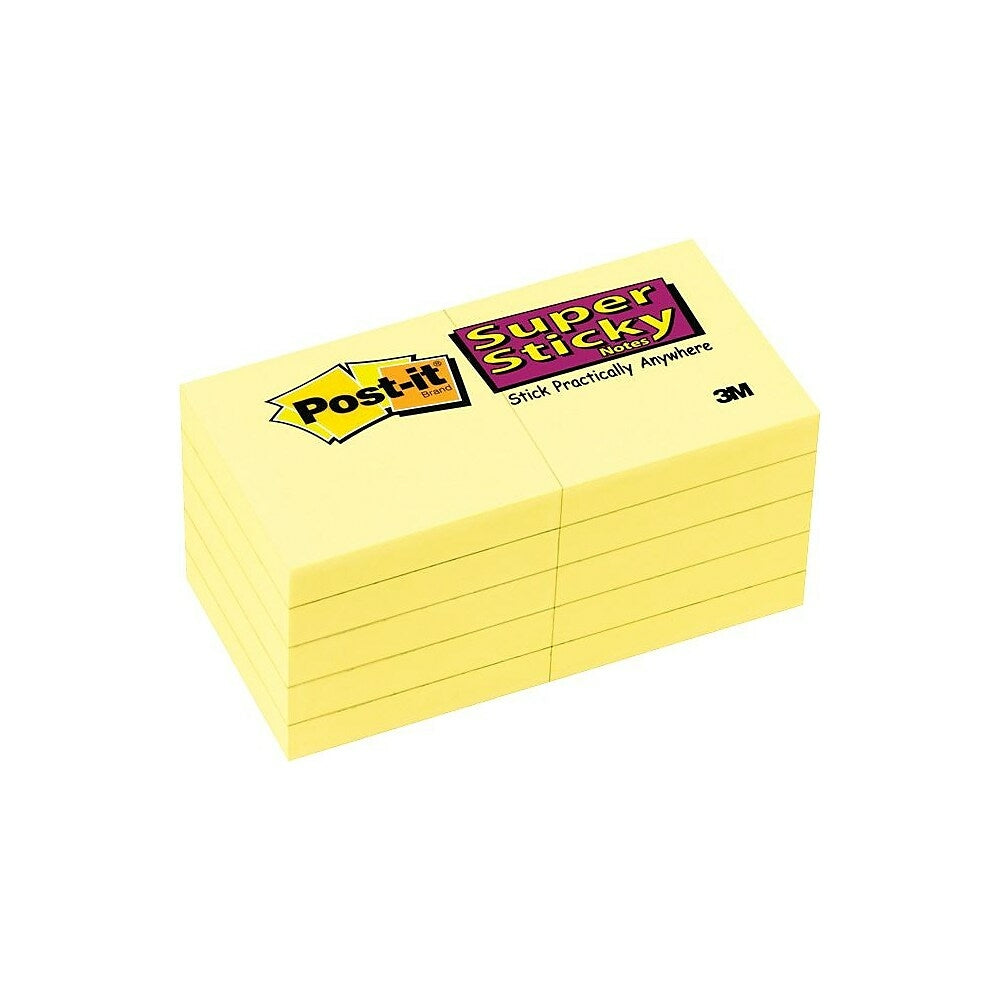 Notes Post-it Super Sticky 1-7/8" x 1-7/8" - Jaune canari - 900 feuilles - Paquet de 10
