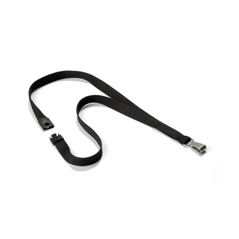 Durable Premium Textile Lanyard - Black - 10 Pack