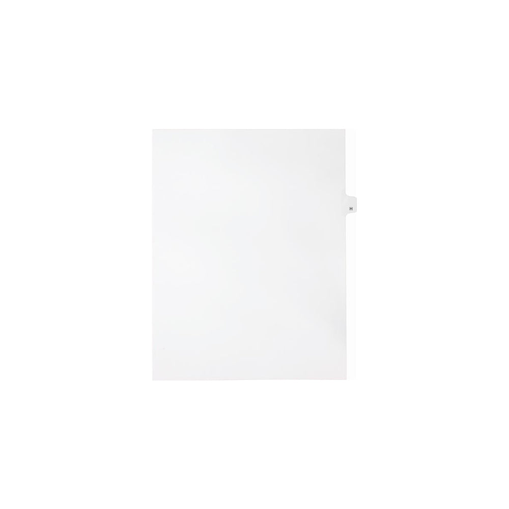Onglets Sterling Alpha Singles, lettre H, blancs, format lettre, coupe 1/26e, paquet de 25