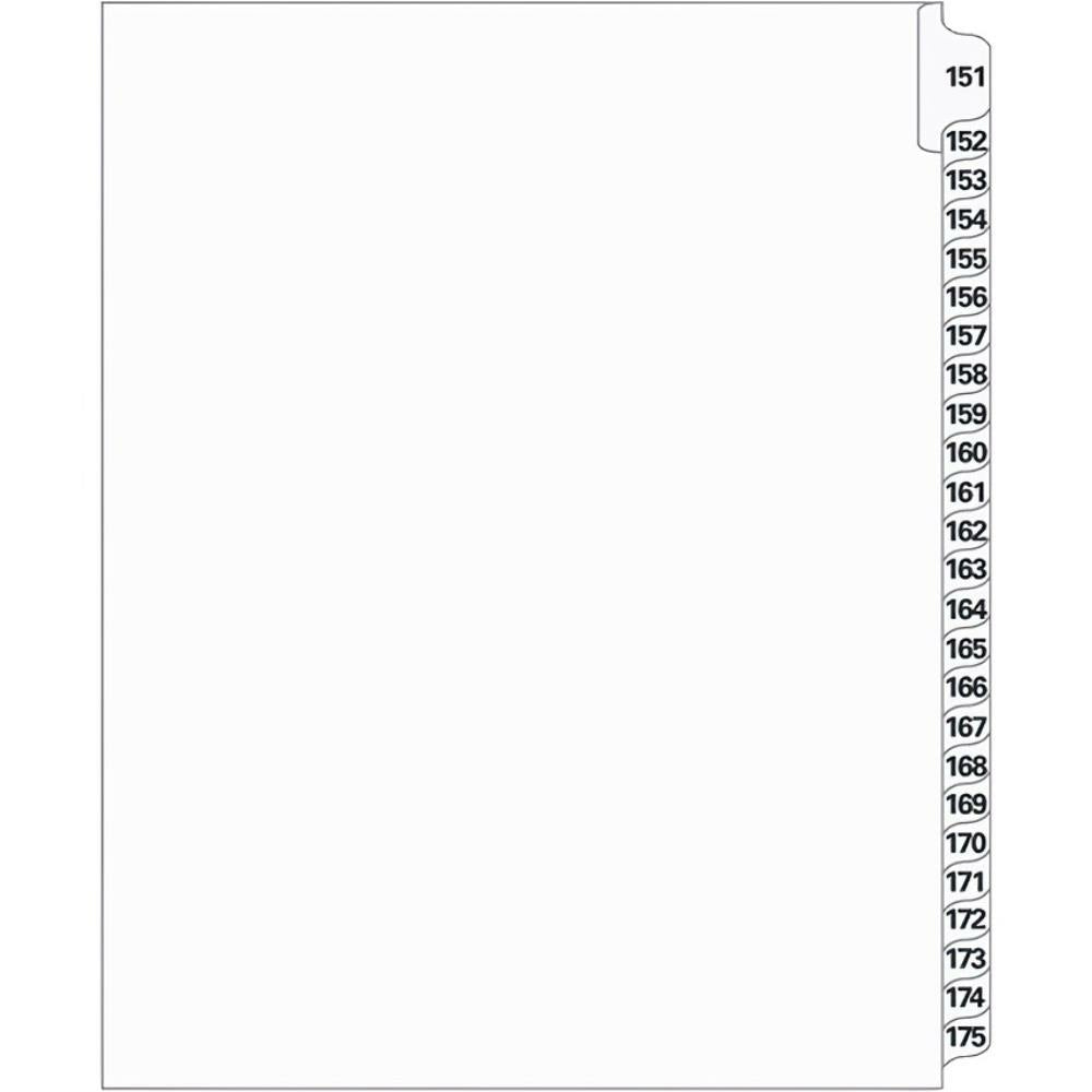 Supreme Litigation Tabs 25th Cut Numeric Set 11" White #151-175