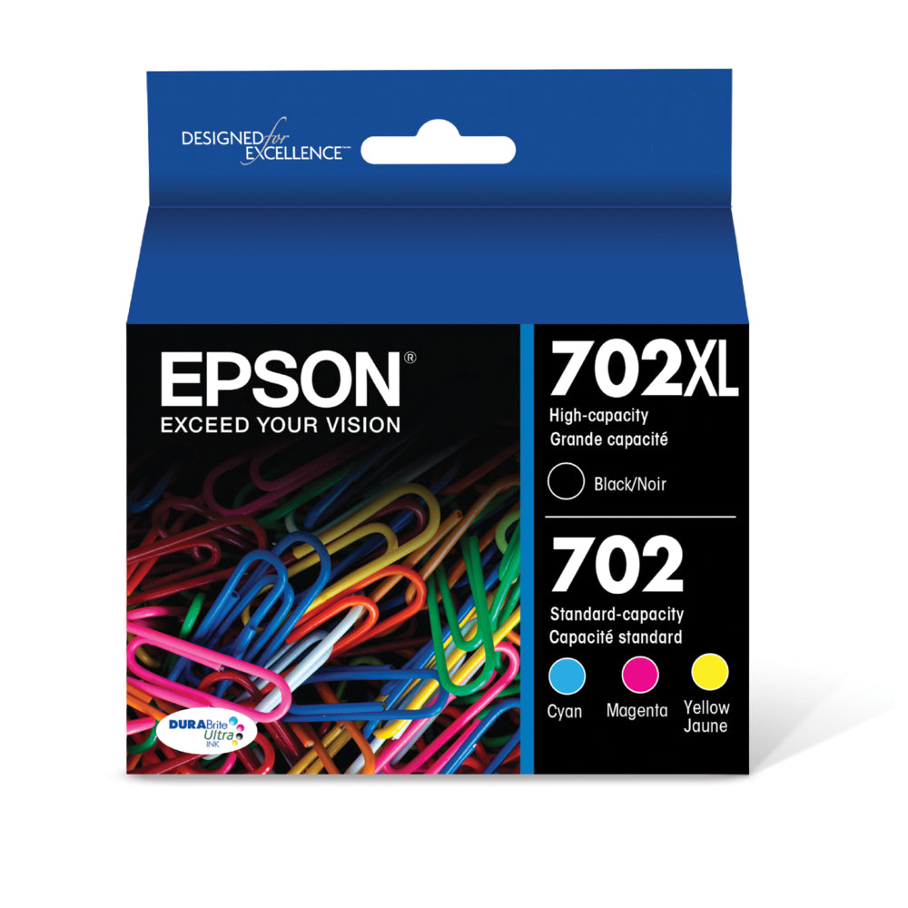 Epson T702 Ink Cartridge Combo Pack - High Capacity Black/Standard Capacity Colour CMY