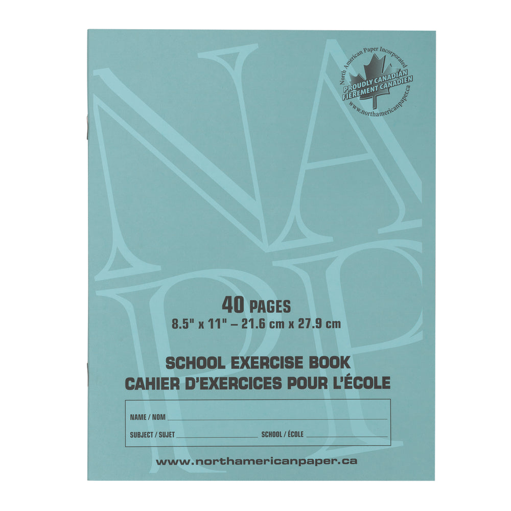 Cahiers d'exercices North American Paper Inc. - 8,5" x 11" - Ligné 5/16" - 40 pages - Paquet de 25