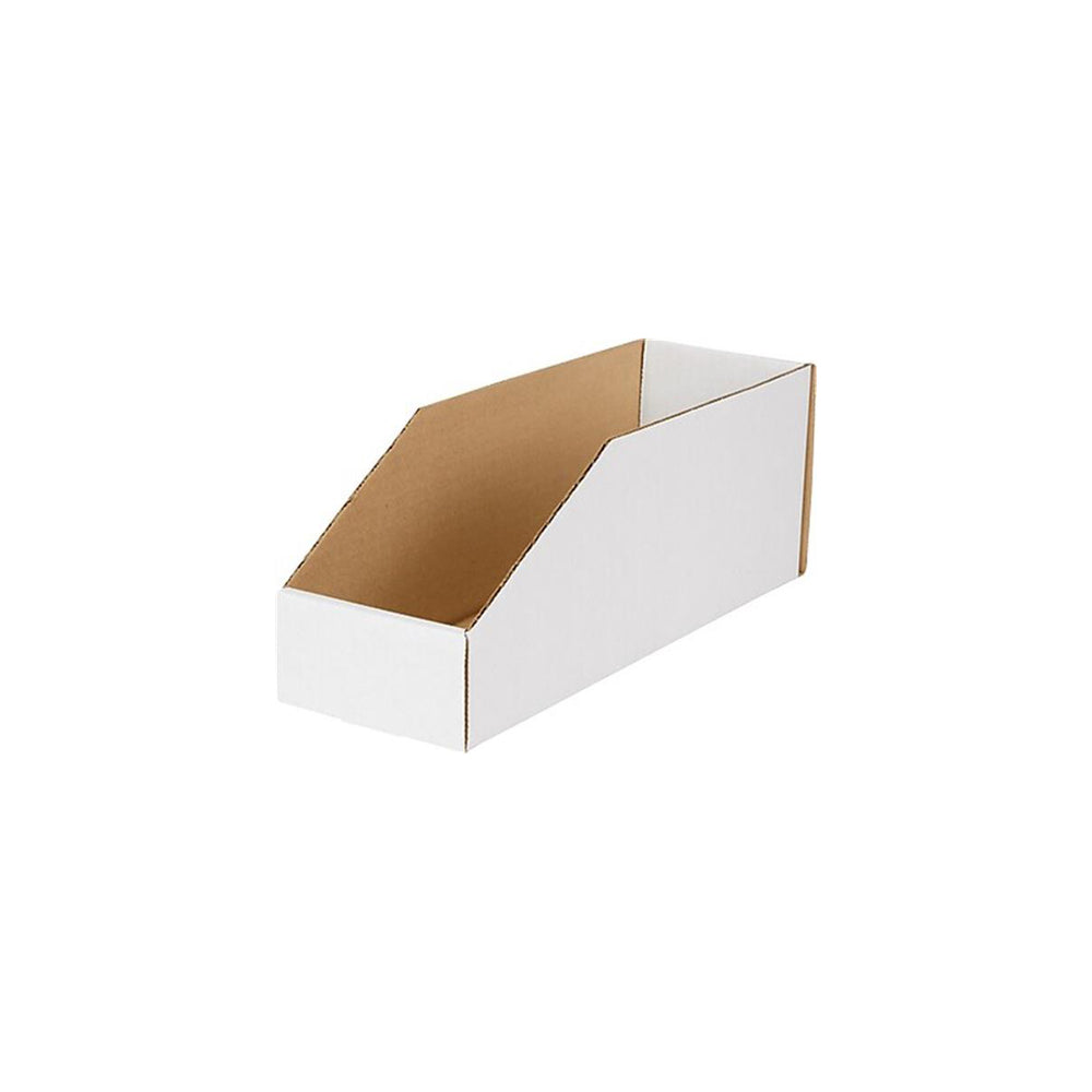 Crownhill Corrugated Part Bins - White - 10" x 18" x 4.5" - 50 Pack
