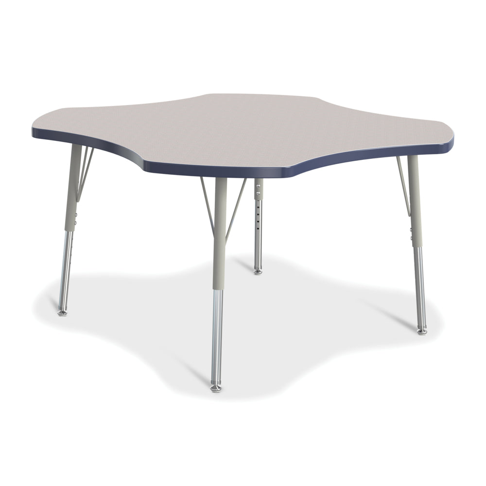Table d'activités Jonti-Craft Berries à quatre abattants - 15-24 po de hauteur - Gris tacheté/bleu marine
