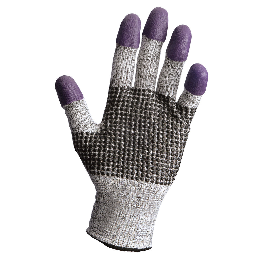 Gants en nitrile violet résistants aux coupures KleenGuard G60 - Ambidextres - Gris/noir avec bouts de doigts violets - Taille 7.0 - Petit - 1 paire