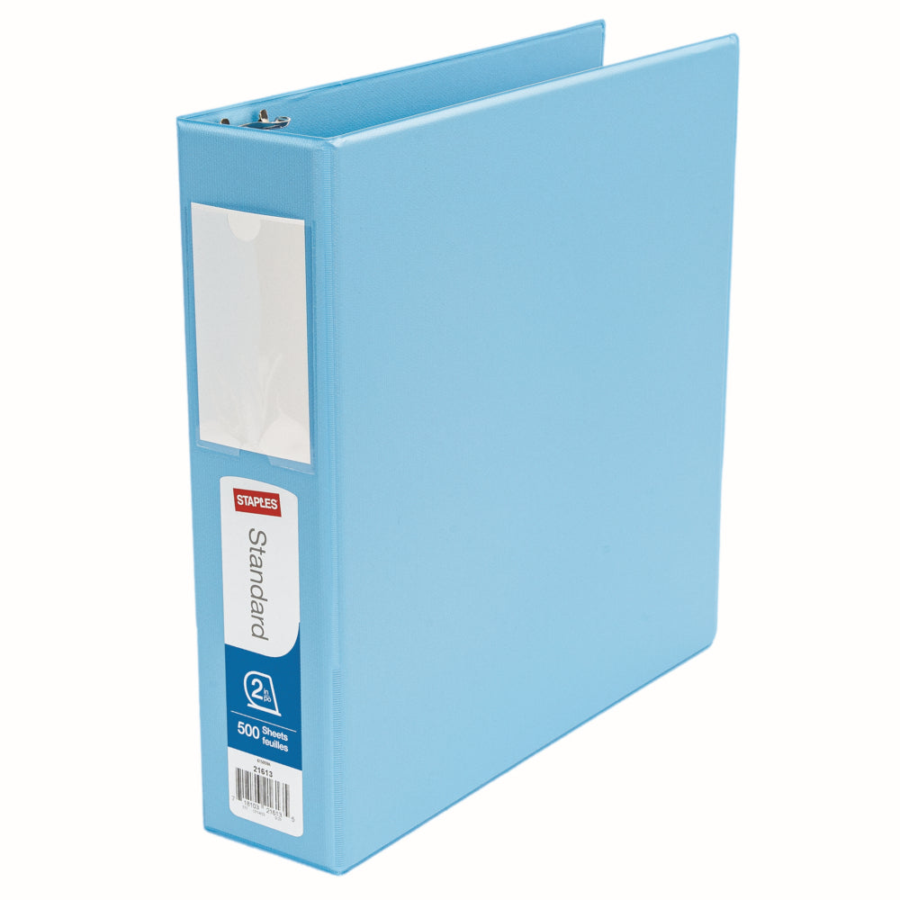 Staples Standard 2" Round Ring Binder - Light Blue