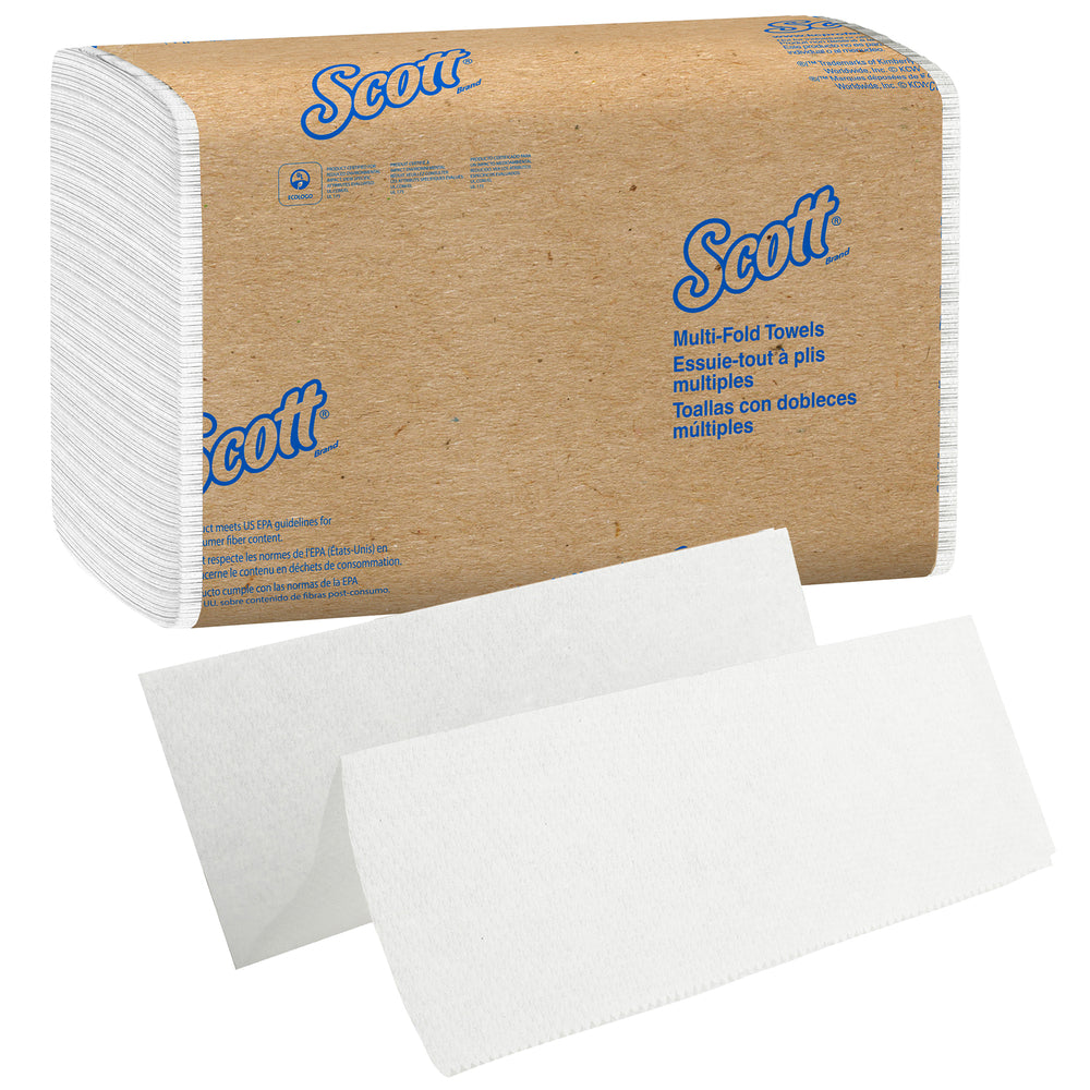Scott Essential 100% Recycled Fiber Multifold Paper Towels (01807) - White - Pack of 4000