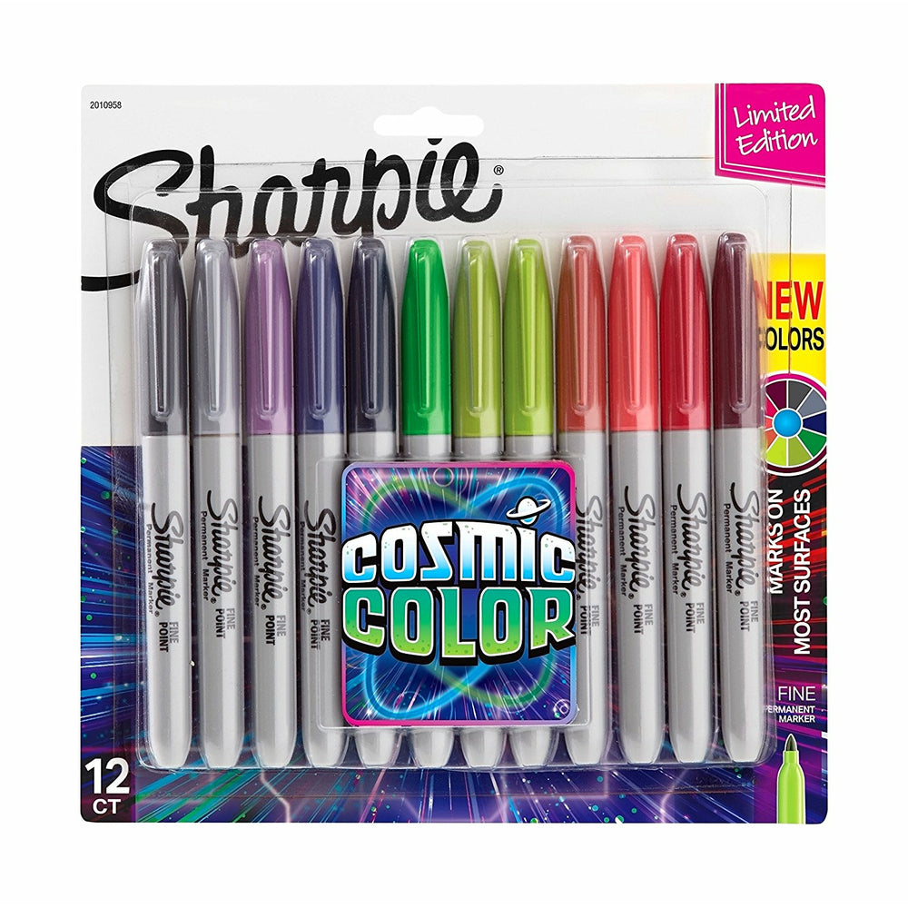 Marqueurs permanents Sharpie – Pointe fine – Couleur cosmique – Paquet de 12