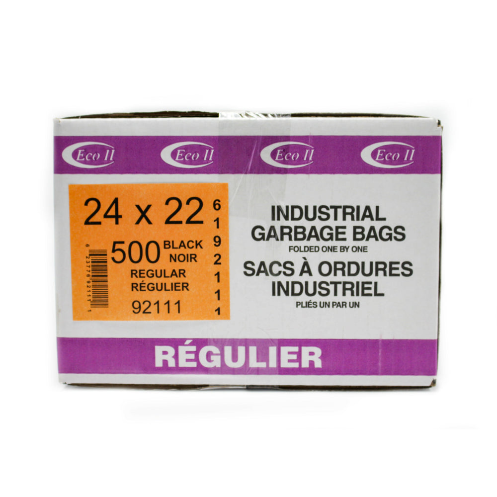 Sacs poubelle Eco II - 24" x 22" - Régulier - Noir - Paquet de 500