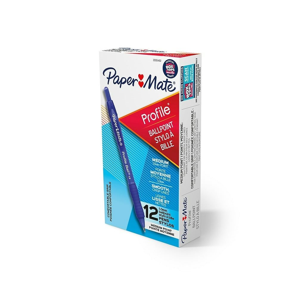 Stylo à bille Paper Mate Profile - 1,0 mm - Bleu - Lot de 12