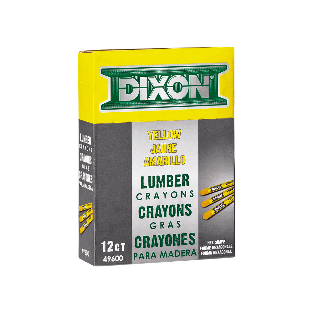 Crayons de bois industriels Dixon, hexagone, 4 1/2 x 1/2 po, jaune, paquet de 12